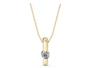 Round Lab-Grown Diamond Tension Style Bar Pendant Necklace | Folded Bar | Yellow Gold