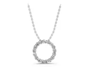 Round Lab-Grown Diamond Circle Pendant Necklace | Small Stones | Sterling Silver