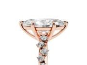 Marquise Cut Diamond Solitaire Vine Band Ring Set in Rose gold with Round Accents and Prong Setting