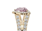 Heart-Shaped Halo Pavé Engagement Ring Setting for a Fancy Pink Lab-Grown Diamond | Narrow Split Shank | Yellow Gold