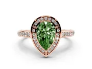 Pear-Shaped Sectioned Halo Engagement Ring Setting for a Fancy Green Lab-Grown Diamond | Rose Gold
