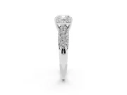 Cushion Cut Multi Row Pave Solitaire Engagement Ring Setting | Domed Shoulders | Sterling Silver