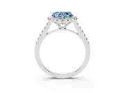 Heart-Shaped Raised Halo Engagement Ring Setting for a Fancy Blue Lab-Grown Diamond | Pave Band | Sterling Silver
