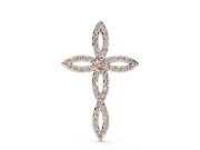 Round Lab-Grown Diamond Pavé Cross Pendant Necklace | Open Marquise Arms | Rose Gold