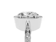 Oval Vintage Milgrain Halo Engagement Ring Setting | Side Stones and Pave | Sterling Silver