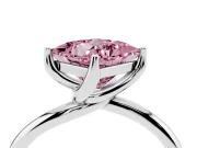 Princess Cut Bypass Solitaire Engagement Ring Setting for a Fancy Pink Lab-Grown Diamond | Plain Band | Sterling Silver