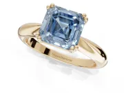 Princess Cut Tapered Solitaire Engagement Ring Setting for a Fancy Blue Lab-Grown Diamond | Yellow Gold