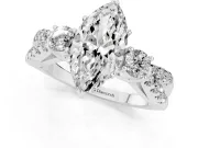 Marquise Three Stone Engagement Ring Setting | Pavé Split Shank | Platinum