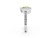 Fancy Yellow Heart Cut Diamond Round Halo Ring Set in Platinum with Pavé Band