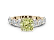 Cushion Cut Engagement Ring Setting for a Fancy Yellow Lab-Grown Diamond | Yellow Gold - Design NV-24455
