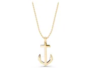 Polished Anchor Pendant Necklace | Pointed Flukes | Yellow Gold