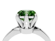Fancy Green Asscher Cut Diamond Solitaire Engagement Ring Set in Platinum with Slim Tapered Solitaire Band