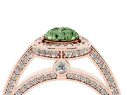 Fancy Green Pear Cut Diamond Halo Pavé Split Shank Ring Set in Rose gold with Prong Setting