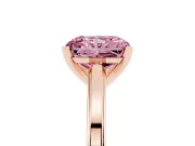 Fancy Pink Radiant Cut Diamond Solitaire Ring Set in Rose gold with Prong Setting and Classic Band