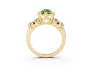 Marquise Floral Engagement Ring Setting for a Fancy Green Lab-Grown Diamond | Petal Frame and Side Stones | Yellow Gold