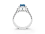 Radiant Cut Halo Engagement Ring Setting for a Fancy Blue Lab-Grown Diamond | Pavé Panel Shoulders | Sterling Silver