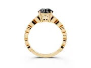 Round Milgrain Solitaire Engagement Ring Setting for a Black Center | Scalloped Band | Yellow Gold