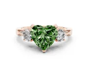Heart-Shaped Hidden Halo Three Stone Engagement Ring Setting for a Fancy Green Lab-Grown Diamond | Rose Gold