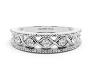 Round Diamond Twist Band Set in Platinum with Milgrain Bezel Setting