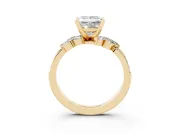 Princess Cut Diamond Solitaire Ring Set in Yellow gold with Marquise Twist Band and Prong Setting