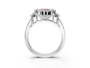 Round Halo Engagement Ring Setting for a Fancy Pink Lab-Grown Diamond | Side Clusters | Platinum