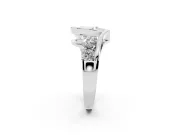 Pear Cut Diamond Bezel Bypass Ring Set in White gold with Round Accents