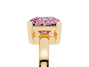 Radiant Cut Solitaire Engagement Ring Setting for a Fancy Pink Lab-Grown Diamond | Flat Tab Prongs | Yellow Gold