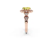 Oval Scalloped Halo Engagement Ring Setting for a Fancy Yellow Lab-Grown Diamond | Heart Pavé Band | Rose Gold