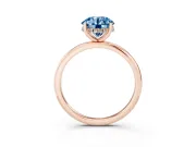 Round Micro-Prong Hidden Halo Engagement Ring Setting for a Fancy Blue Lab-Grown Diamond | Plain Band | Rose Gold