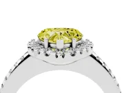 Heart-Shaped Pave Halo Engagement Ring Setting for a Fancy Yellow Lab-Grown Diamond | Pave Band | Sterling Silver