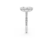 Marquise Cut Diamond Pavé Band Ring Set in Platinum with Prong-Set Center Stone