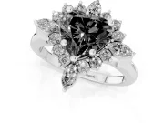 Heart-Shaped Cluster Halo Engagement Ring Setting for a Black Center | Platinum
