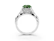 Fancy Green Round Cut Diamond Leaf-Inspired Engagement Ring Set in Platinum with Round Accents