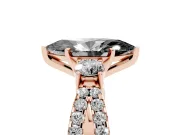 Marquise Three Stone Engagement Ring Setting for a Black Center | Pavé Split Shank | Rose Gold