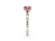 Asscher Cut Pavé Solitaire Engagement Ring Setting for a Fancy Pink Lab-Grown Diamond | Rose Gold