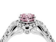 Oval Hidden Halo Filigree Engagement Ring Setting for a Fancy Pink Lab-Grown Diamond | Platinum