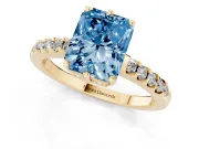 Radiant Cut Engagement Ring Setting for a Fancy Blue Lab-Grown Diamond | Yellow Gold - Design NV-24649