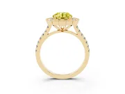 Round Milgrain Floral Halo Engagement Ring Setting for a Fancy Yellow Lab-Grown Diamond | Pavé Band | Yellow Gold