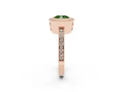 Fancy Green Cushion Cut Diamond Halo Ring Set in Rose gold with Pavé Band and Milgrain-Edged Prongs