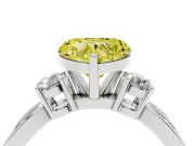 Fancy Yellow Three-Stone Heart Cut Diamond Twist Band Ring Set in Silver with Pavé Accents and Prong Setting