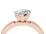 Heart-Shaped Vintage Pavé Solitaire Engagement Ring Setting | Milgrain Edges | Rose Gold