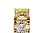 Emerald Cut Vintage Pave Engagement Ring Setting for a Fancy Yellow Lab-Grown Diamond | Milgrain Edges | Yellow Gold