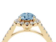 Pear-Shaped Raised Halo Engagement Ring Setting for a Fancy Blue Lab-Grown Diamond | Yellow Gold