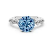 Round Graduated Solitaire Engagement Ring Setting for a Fancy Blue Lab-Grown Diamond | Sterling Silver
