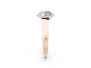 Round Cut Diamond Halo Ring Set in Rose gold with Cathedral Band and Prong Setting
