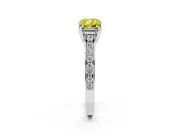 Cushion Cut Graduated Pavé Engagement Ring Setting for a Fancy Yellow Lab-Grown Diamond | Platinum
