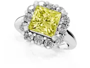 Princess Cut Halo Engagement Ring Setting for a Fancy Yellow Lab-Grown Diamond | Sterling Silver - Design NV-24726