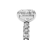 Radiant Cut Pavé Solitaire Engagement Ring Setting | Shared Prong Band | White Gold