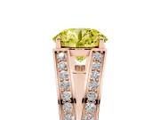 Fancy Yellow Round Cut Diamond Split Shank Ring Set in Rose gold with Pavé Band and Prong Setting