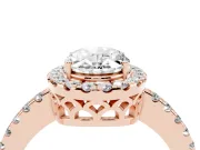 Oval Halo Engagement Ring Setting | Shared Prong Pavé Band | Rose Gold